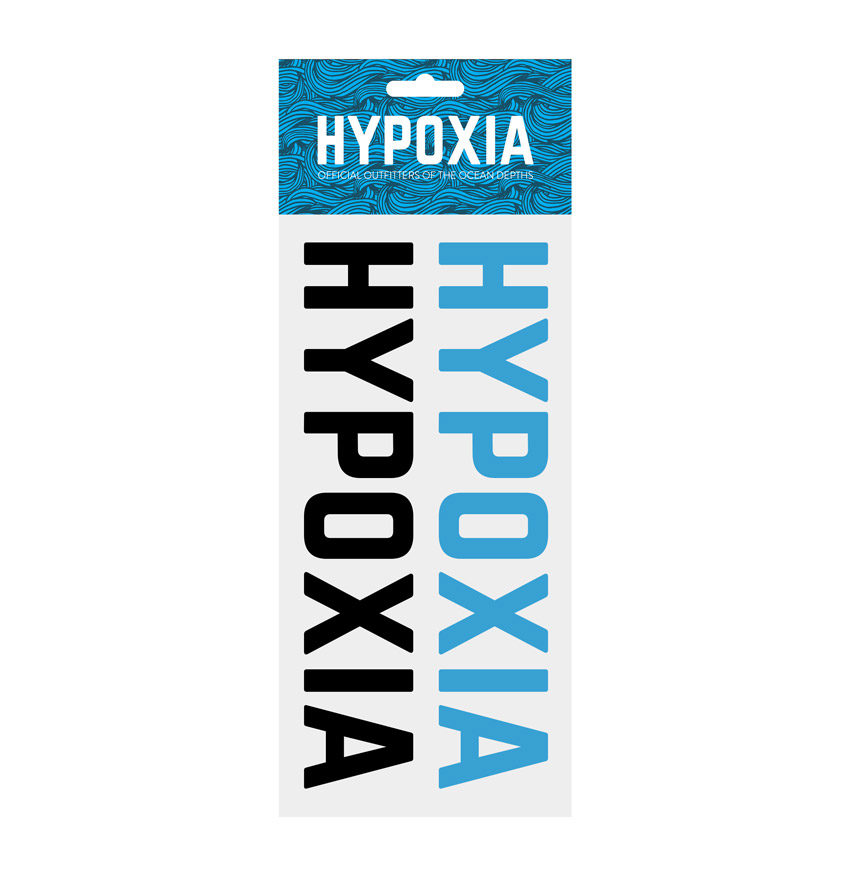 Hypoxia Freediving Spearfishing Twin Pack Decals Black Blue