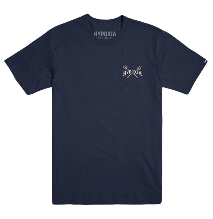 Hypoxia Freediving Spearfishing Death or Glory Tshirt Navy Front