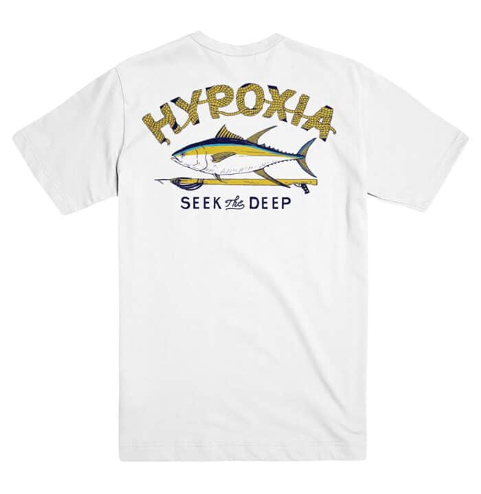 Hypoxia Freediving Spearfishing Yellowfin Huntr Tshirt White Back