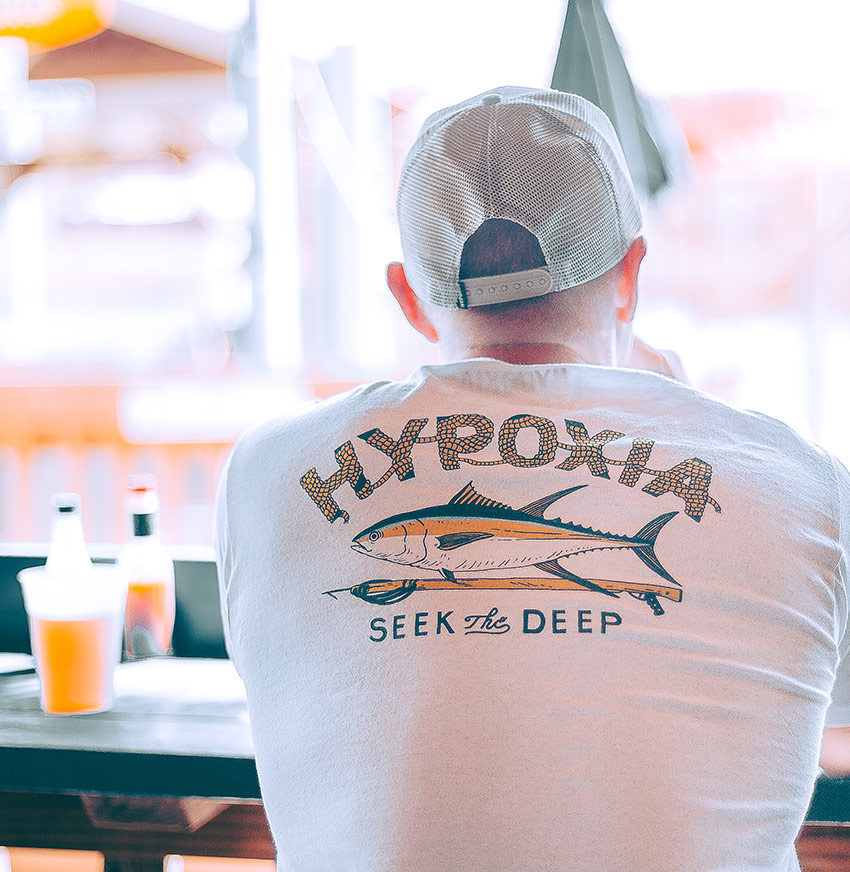 Hypoxia Freediving Spearfishing Yellowfin Hunt Tshirt White Back Model