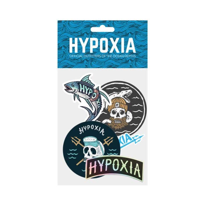 Hypoxia Freediving Spearfishing 5pc Sticker Pack 3 Decals Various Colors