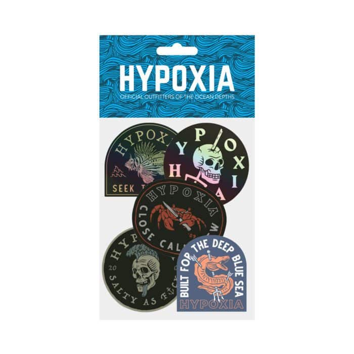 Hypoxia Freediving Spearfishing 5pc Sticker Pack 4 Decals Various Colors
