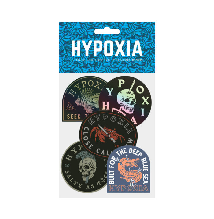 Hypoxia Freediving Spearfishing 5pc Sticker Pack 4 Decals Various Colors